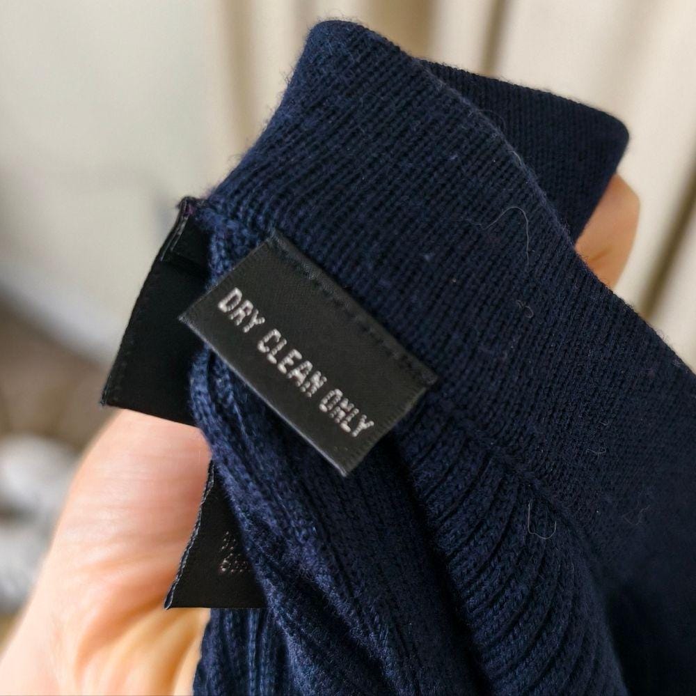 Vintage Ellen Tracy Navy 100% Wool Maxi Knit Skirt