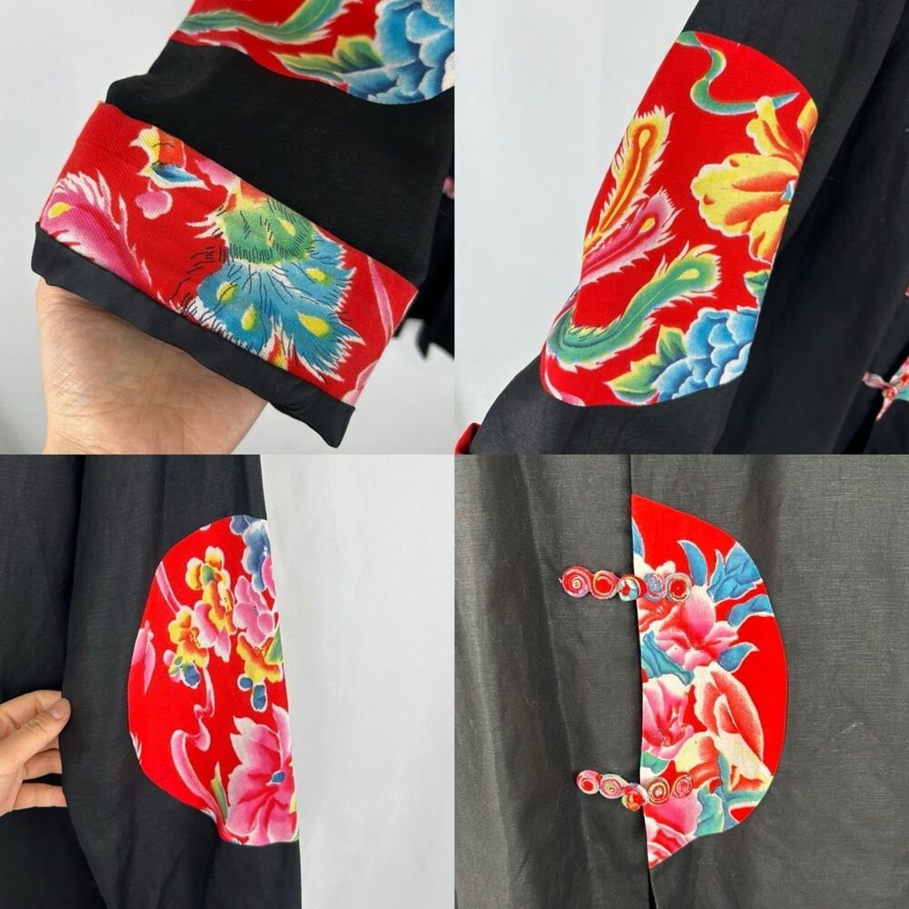 Vintage Asian Lightweight Jacket with Floral Detailing