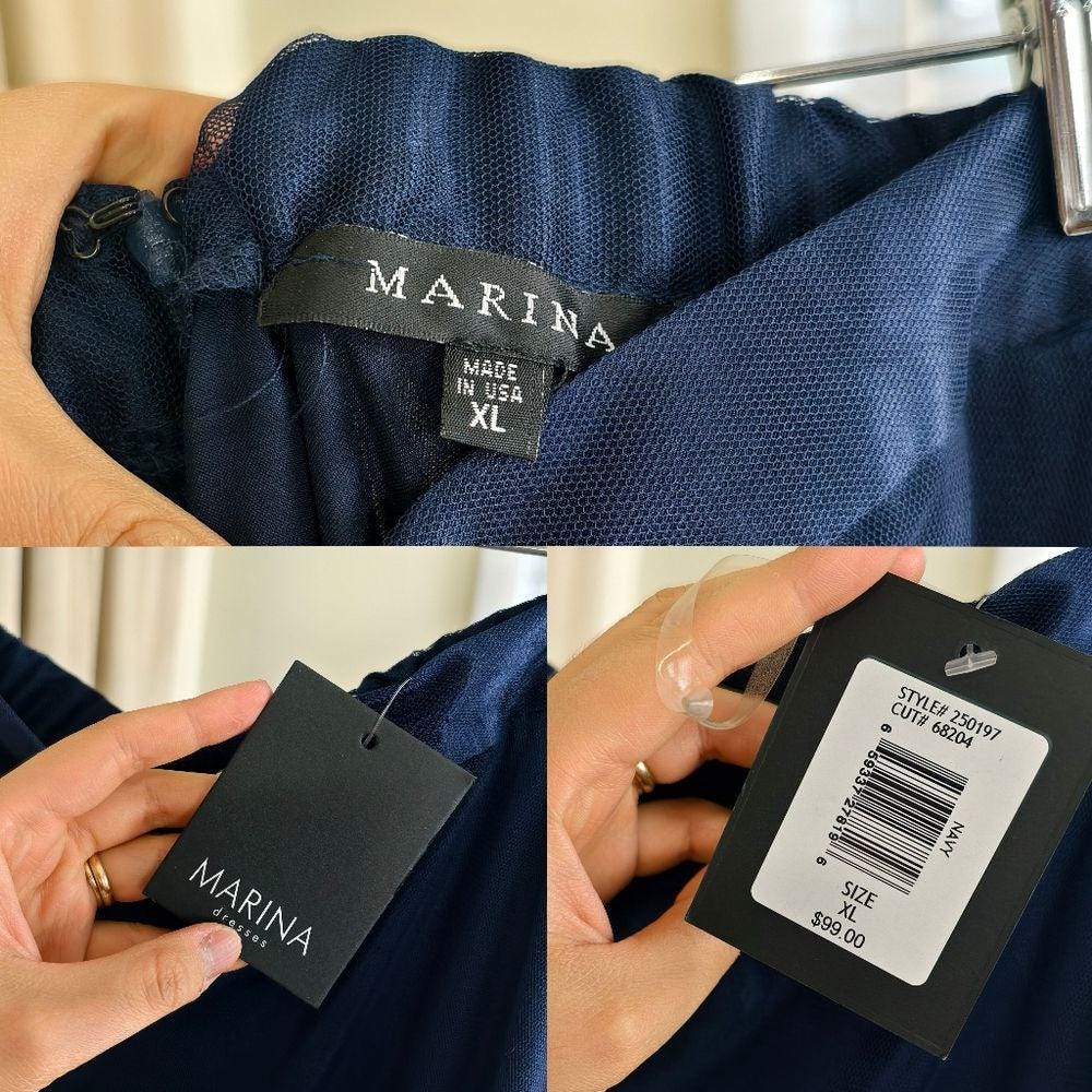 NWT MARINA Navy Blue Maxi Tulle Skirt