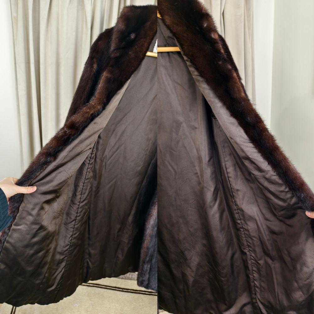 Vintage Dark Brown Mohagony Genuine Mink Fur Coat