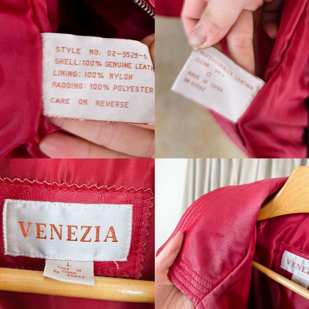 Vintage Venezia Red Genuine Leather Jacket Trench