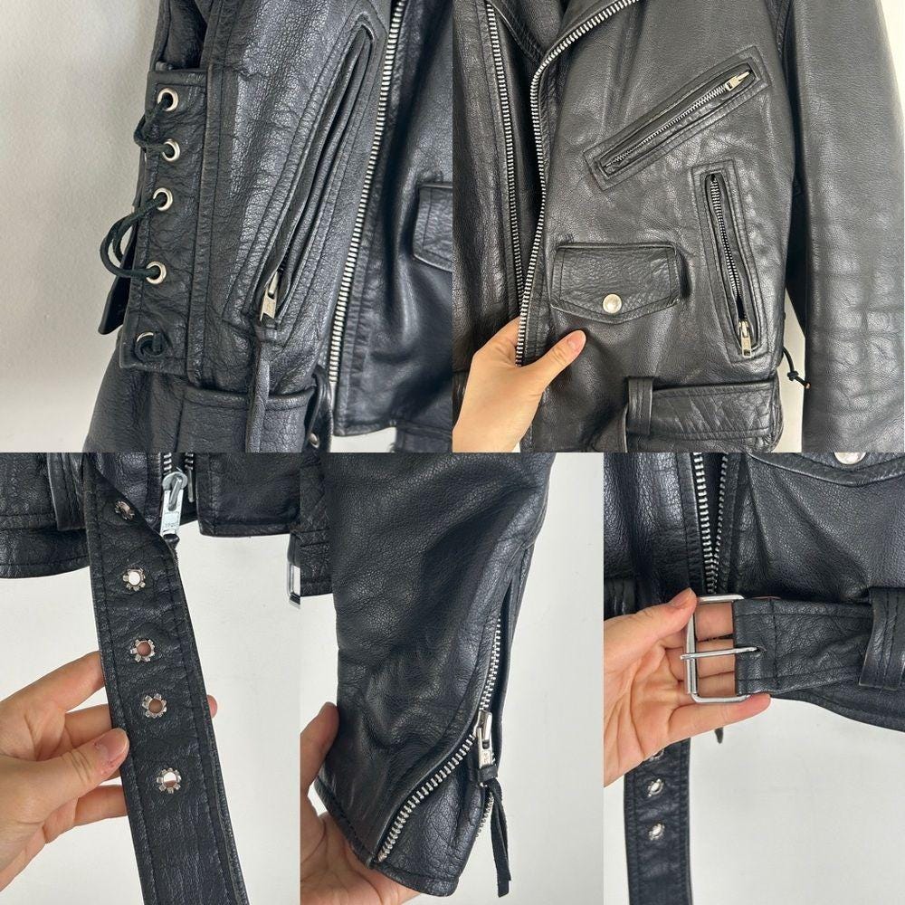 Vintage First Genuine Leather Black Classic Biker Jacket