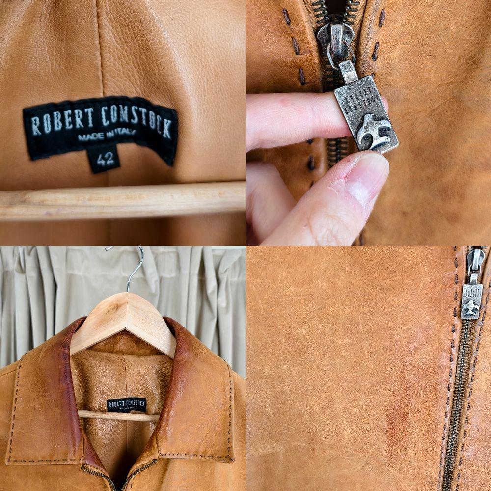 Vintage Genuine Leather Top Layer Cowhide Tan Boyfriend Jacket Trench Coat