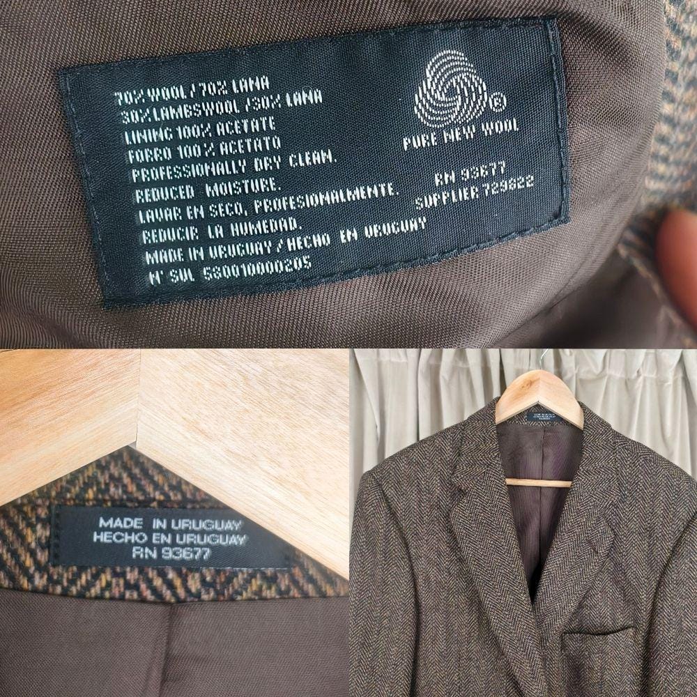 Vintage Wool Brown Tweed Oversized Boyfriend Blazer