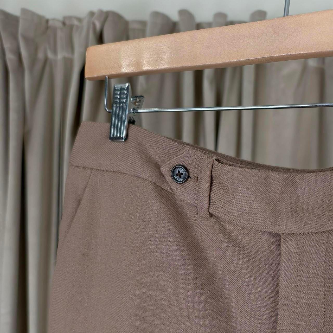 Vintage Chaps Tan Wool Formal Tailored Trousers