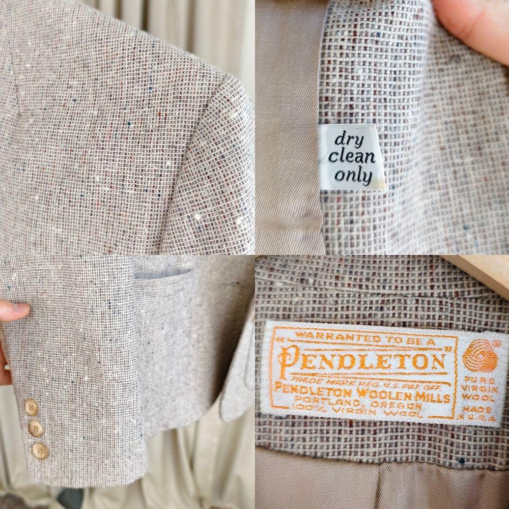 Vintage Beige Tweed Wool Pendleton Blazer