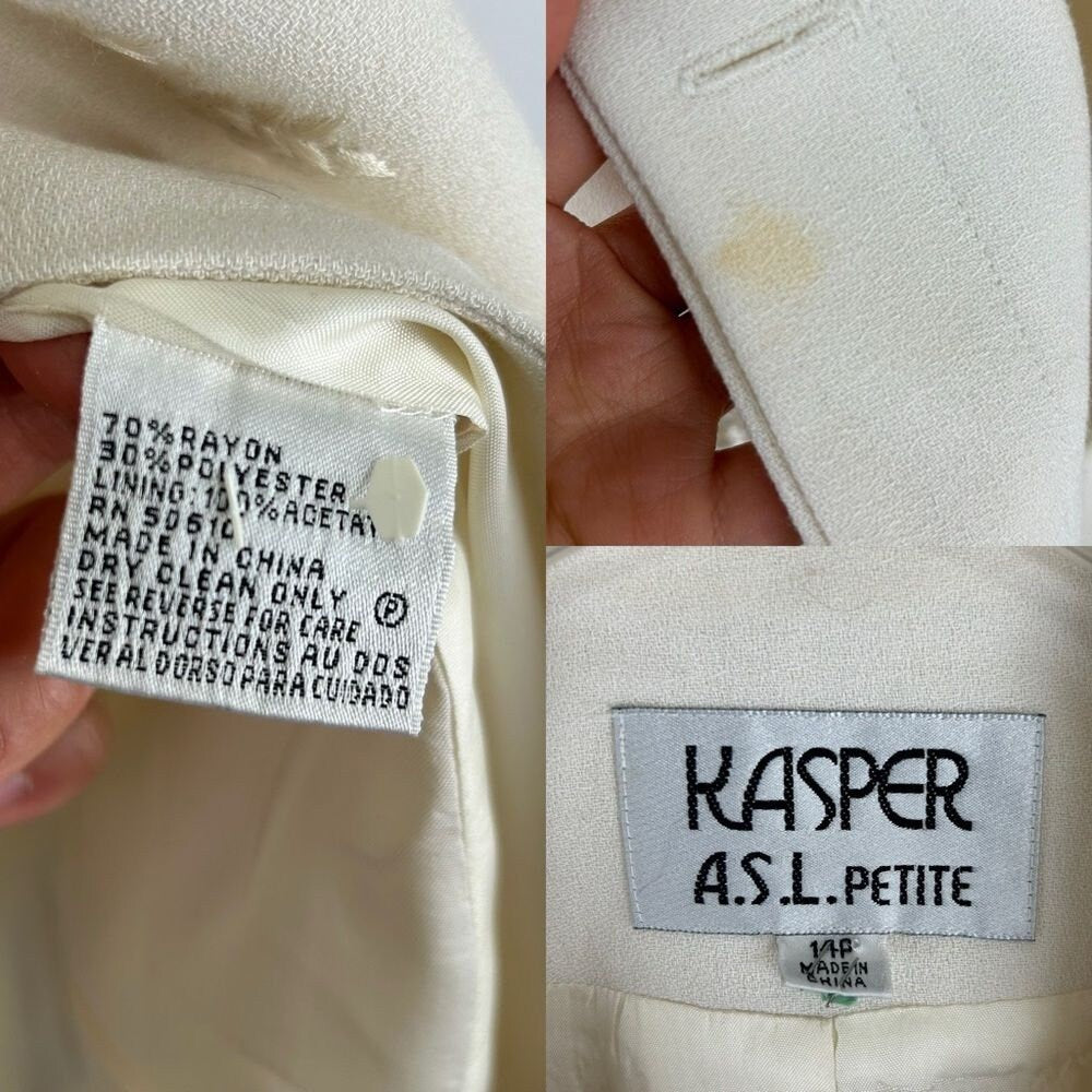 Vintage Kasper White Blazer with Floral Embroidery