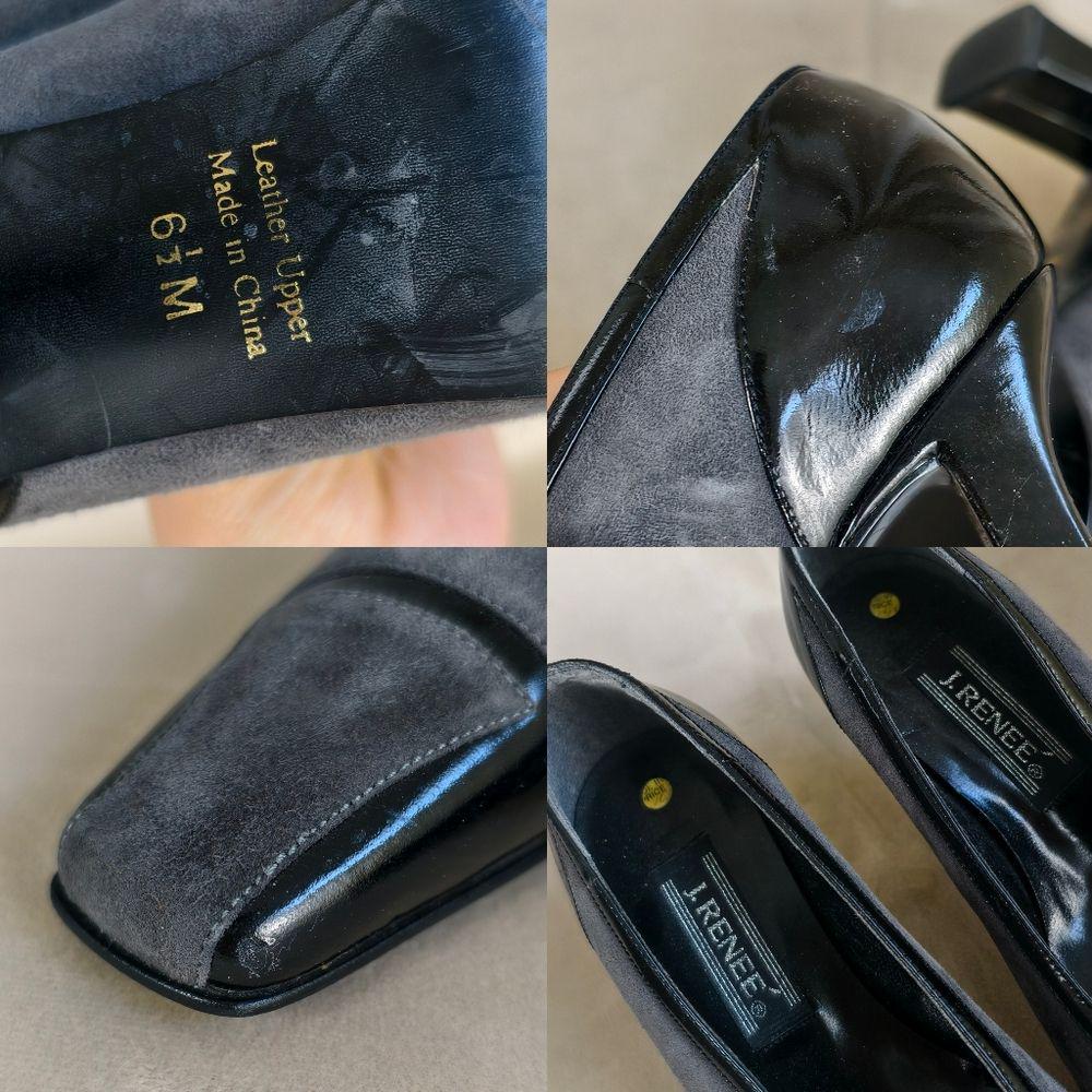 Vintage J. Renee Black and Gray Leather and Suede Heels Pumps