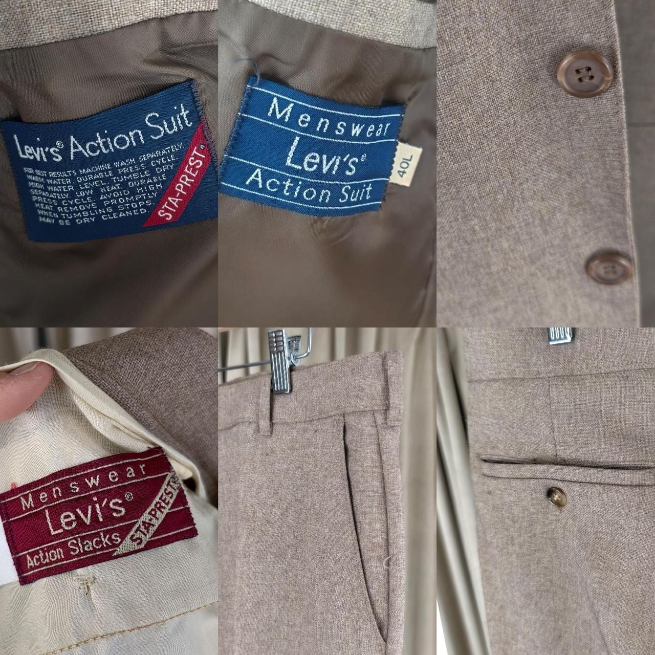 Vintage Boyfriend Levi's Active Suit Tan Suit Pantsuit