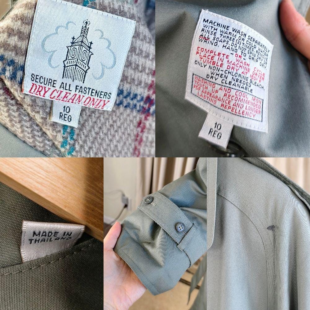 Vintage Towne London Fog Green Trench Coat