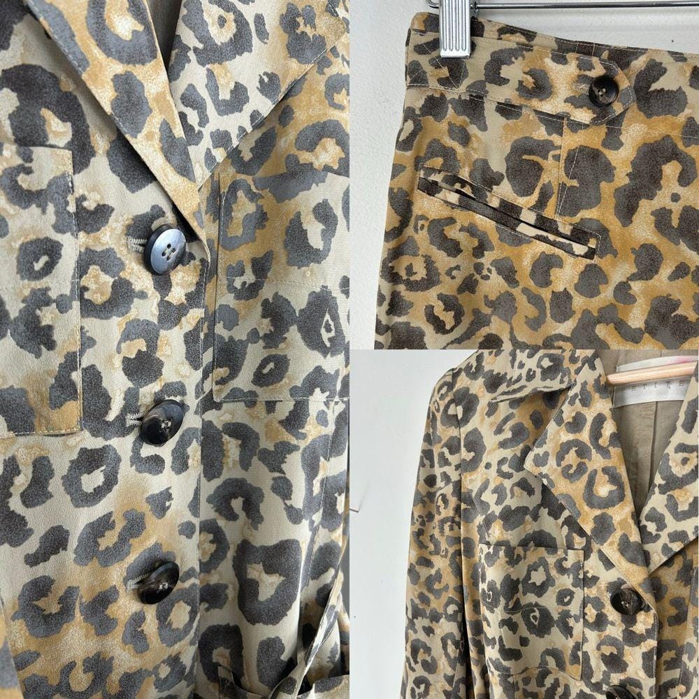Vintage Dana Buchman Rayon Leopard Print Pantsuit with Tailored Blazer