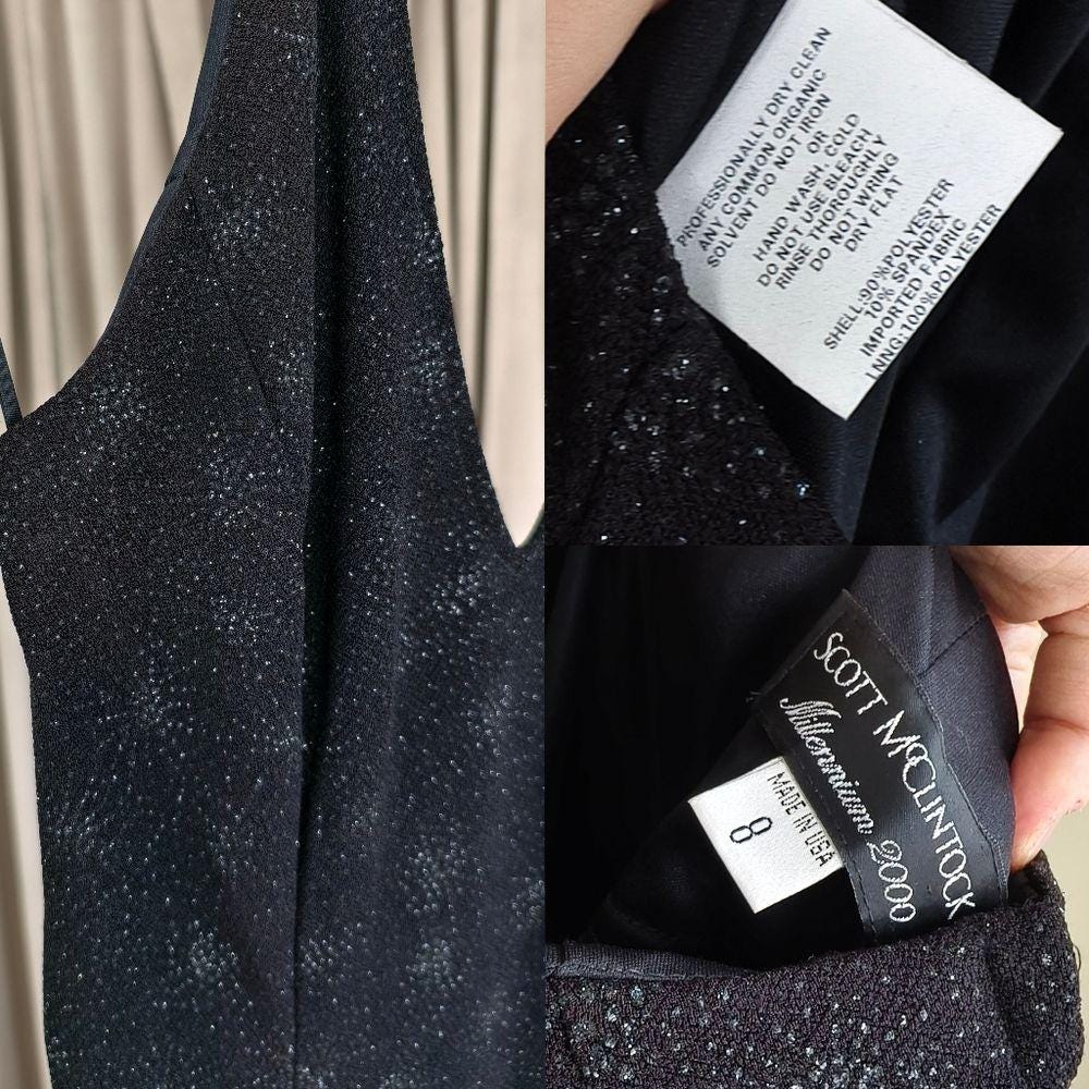 Vintage Scott McClintock Black Sparkly Halter Neck Open Back Dress