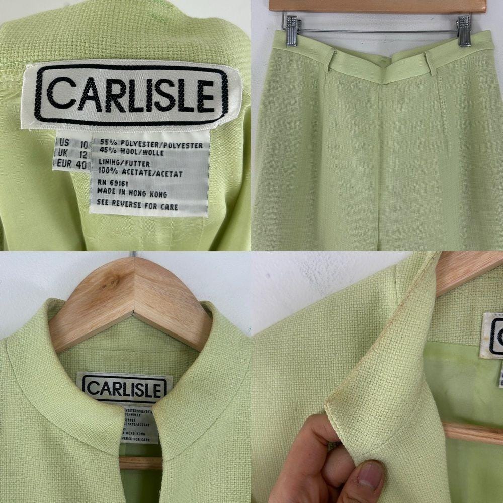 Vintage Carlisle Chartreuse Bright Green Pantsuit