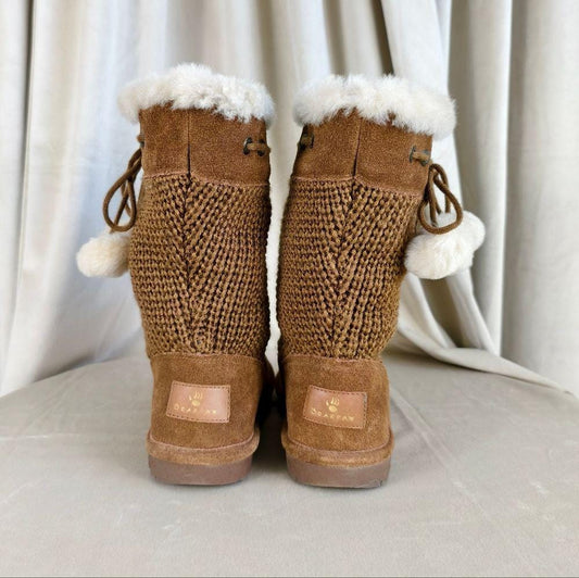 BearPaw Brown Knit and Genuine Shearling Winter Boots