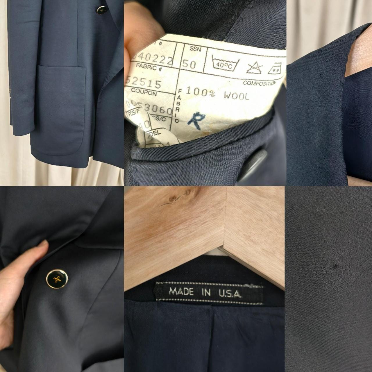Vintage Navy Blue Double Breasted Oversized Boyfriend Blazer
