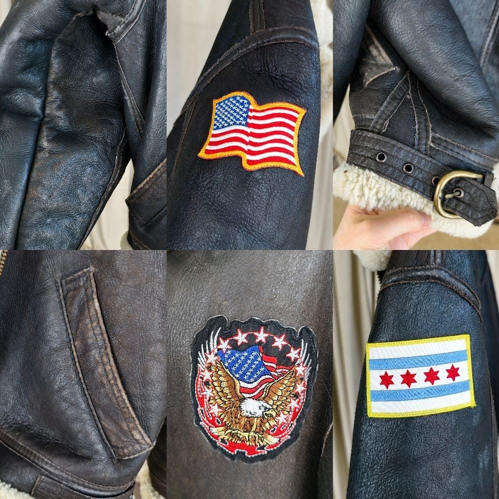 Vintage US Airforce Style Genuine Sheepskin Shearling Aviator Jacket