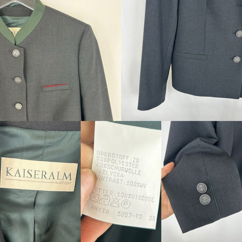 Vintage Kaiseralm Dark Grey and Green Blazer