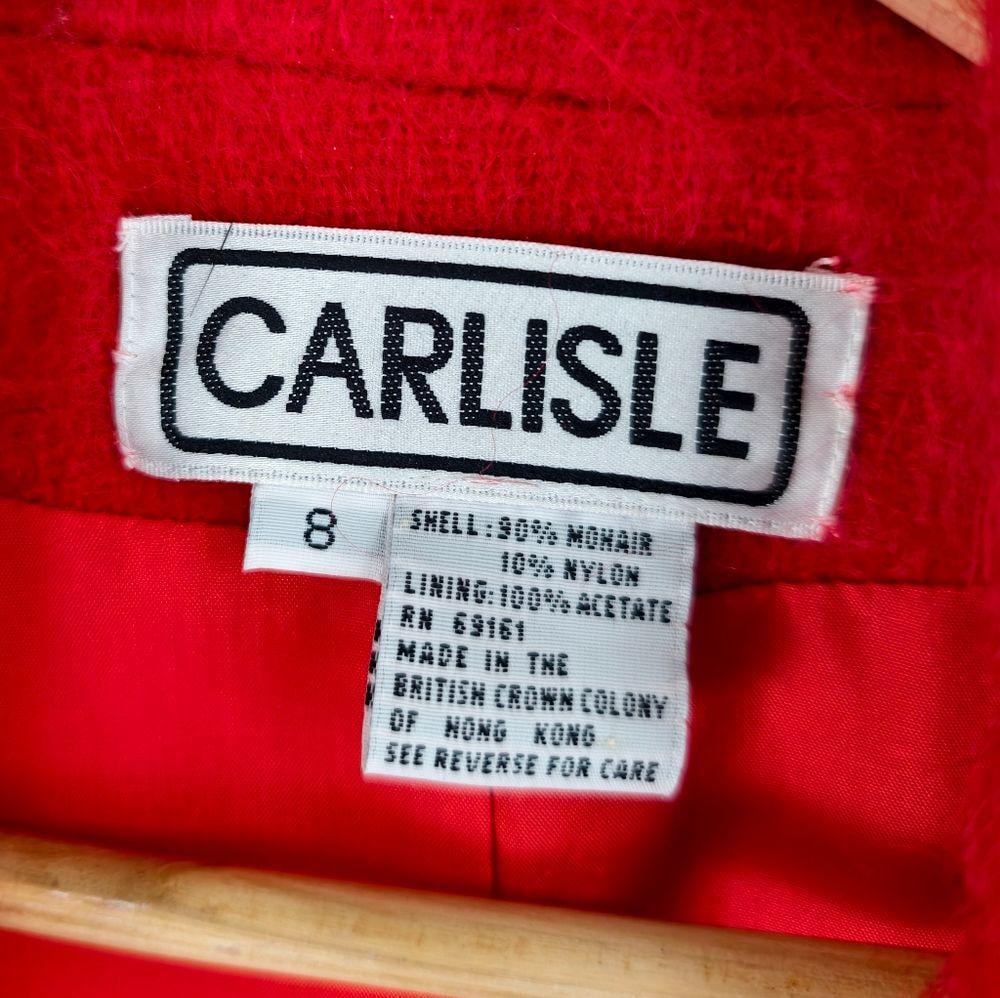 Vintage Carlisle Red Mohair Blazer with Black Trim