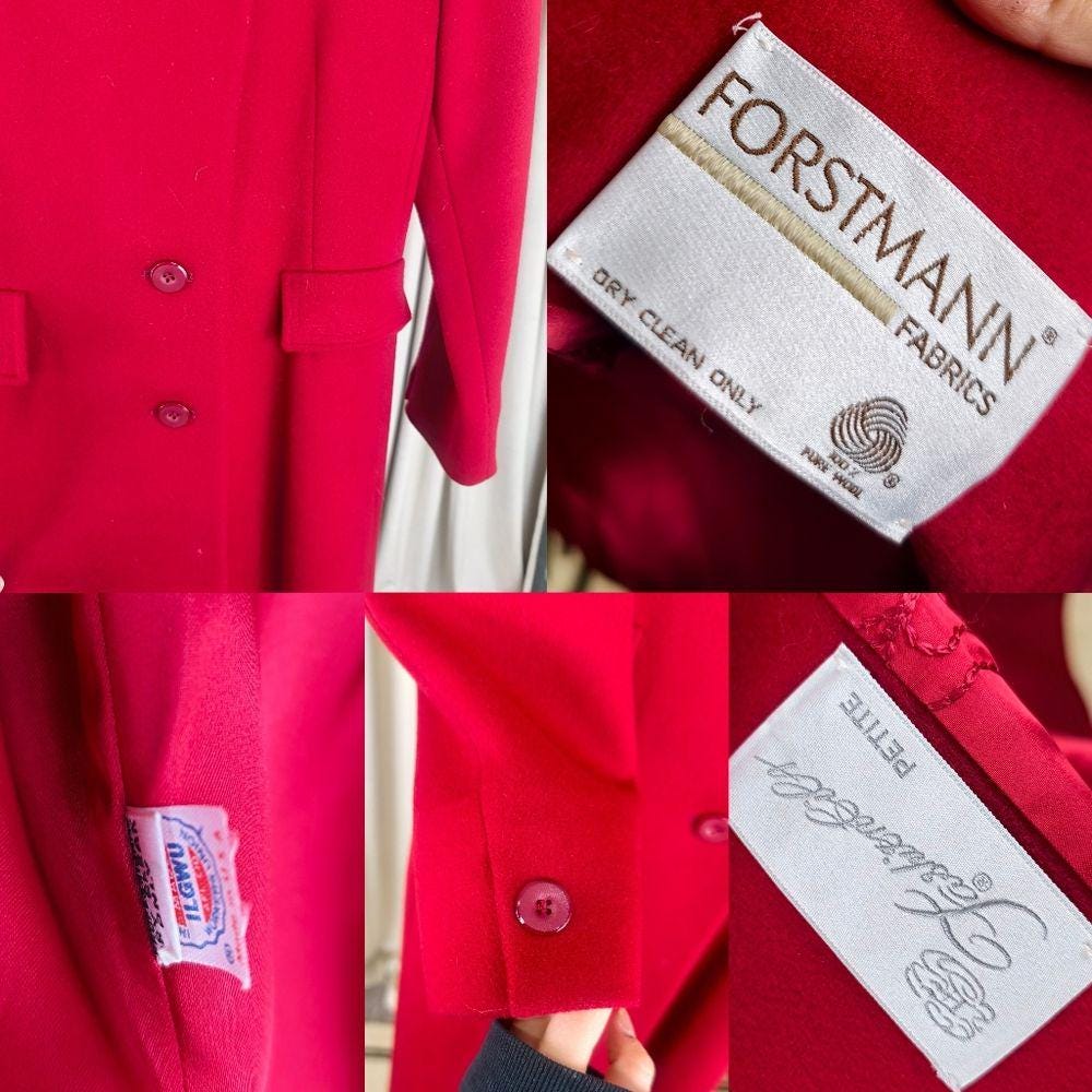 Vintage Forstmann Red Fitted Wool Coat