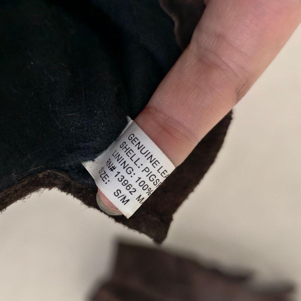 Vintage Genuine Leather Suede Brown Gloves