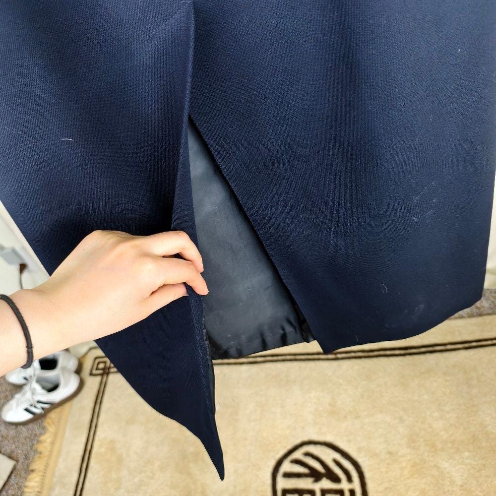 Vintage Ralph Lauren Navy Wool Pencil Skirt