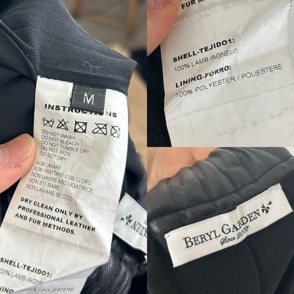 Vintage Black Lambskin Genuine Leather Sweatpants Trousers