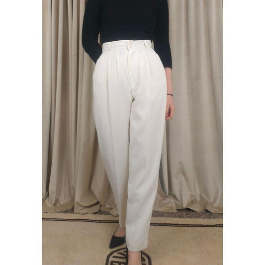 Vintage Alanni by Donny Brook White High Waisted Pleated Trousers