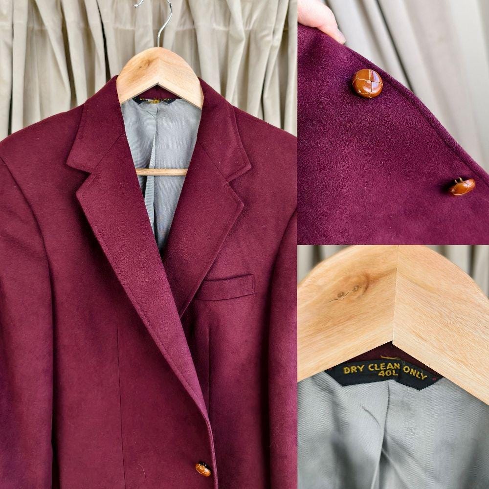 Vintage Faux Suede Burgundy Oversized Boyfriend Blazer