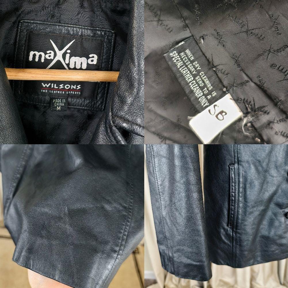 Vintage Wilsons Maxima Fitted Black Leather Jacket for Women