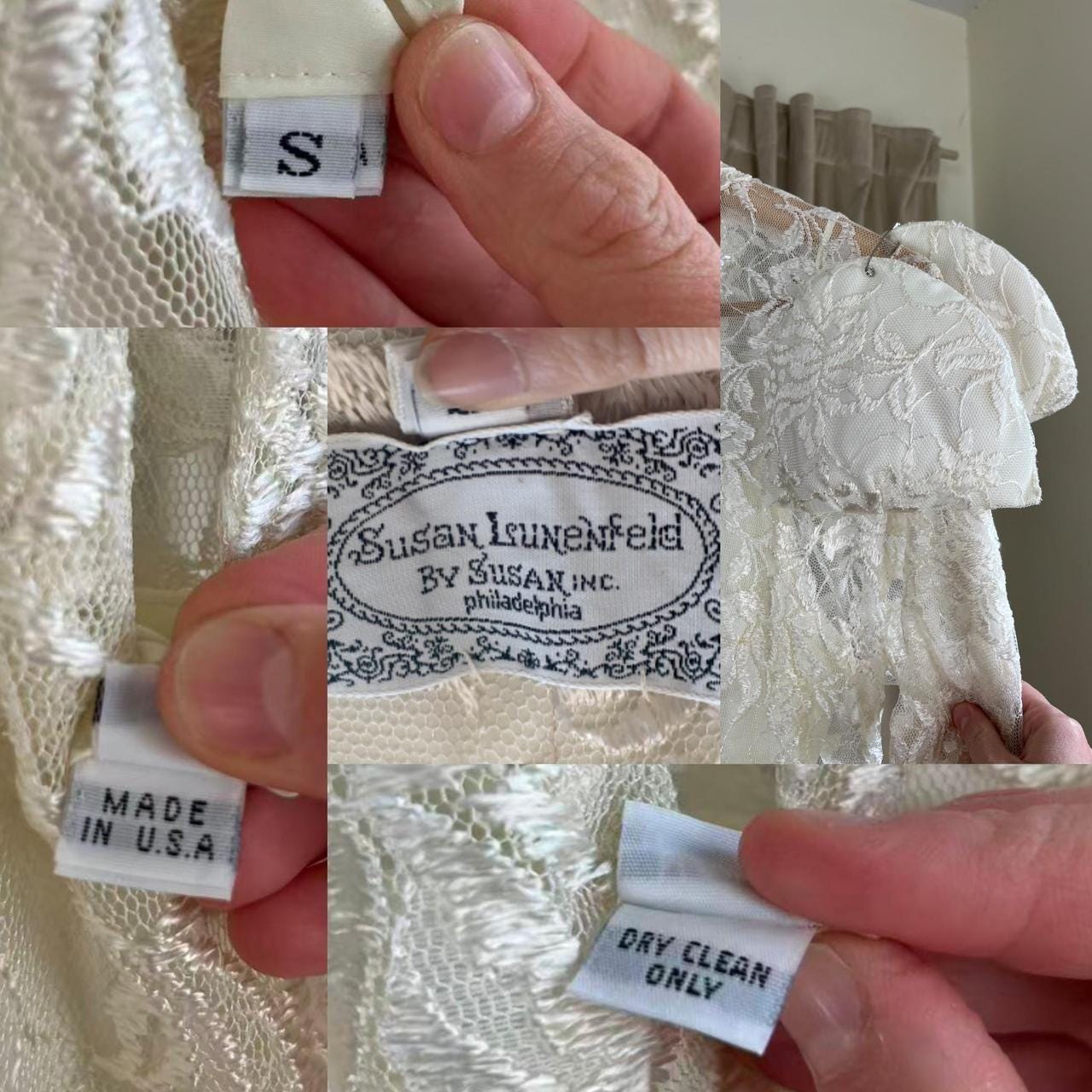 Vintage Bohemian Susan Lundenfeld Cream Lace Wedding Gown