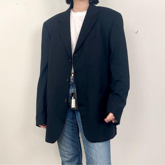 NWT Vintage Valentino Black Wool Boyfriend Oversized Blazer
