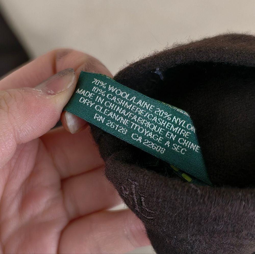 Vintage Ralph Lauren Elegant Brown Wool Cashmere Long Gloves