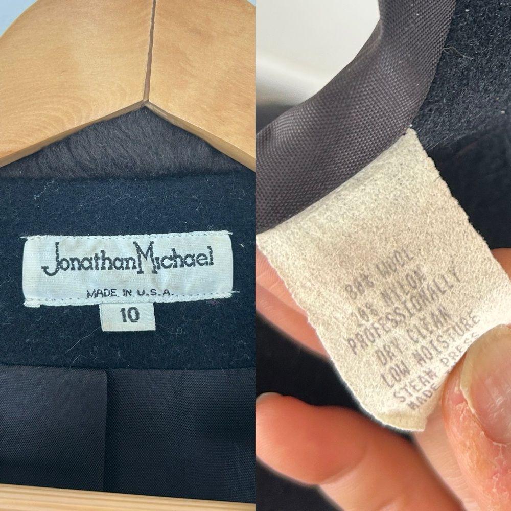 Vintage Jonathan Michael Black Wool Coat with Faux Fur Detailing