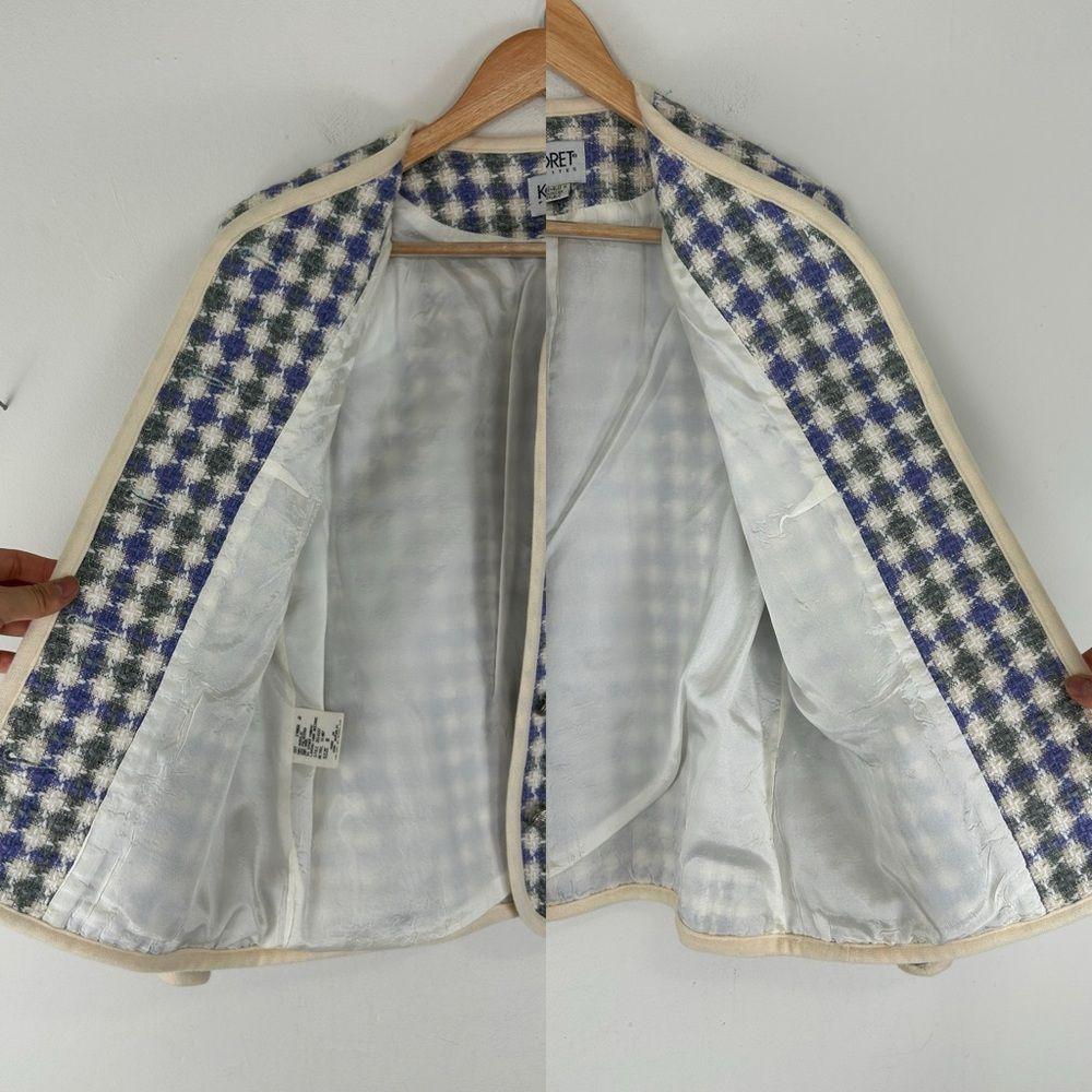 Vintage Koret Pastel Purple and Green Checkered Plaid Wool Blend Blazer