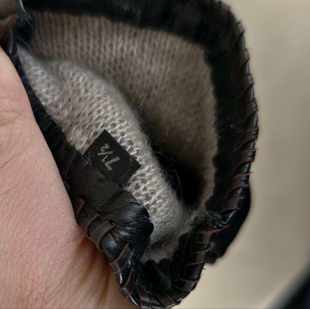 Vintage Black Leather Gloves with Gold Buckle