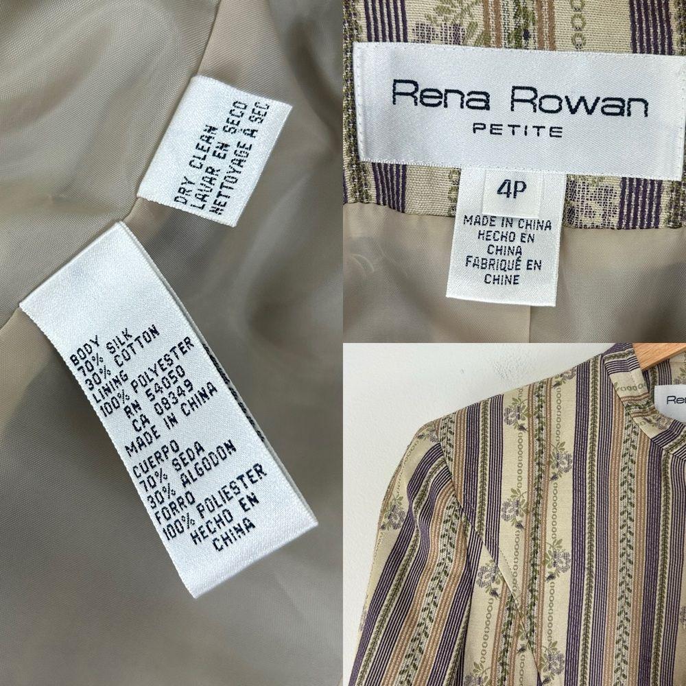 Vintage Rena Rowan Beige and Lavender Cropped Striped Silk Blazer