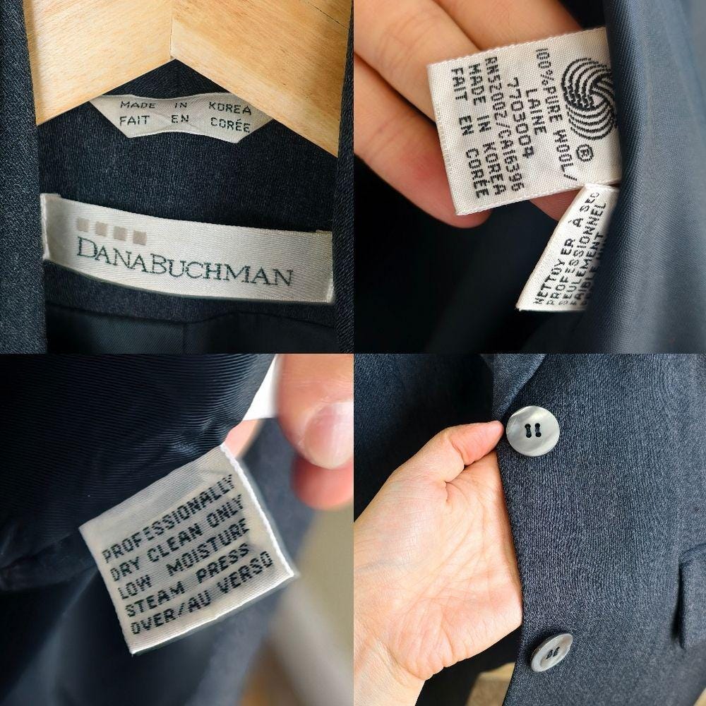 Vintage Dana Buchman Gray Wool Blazer