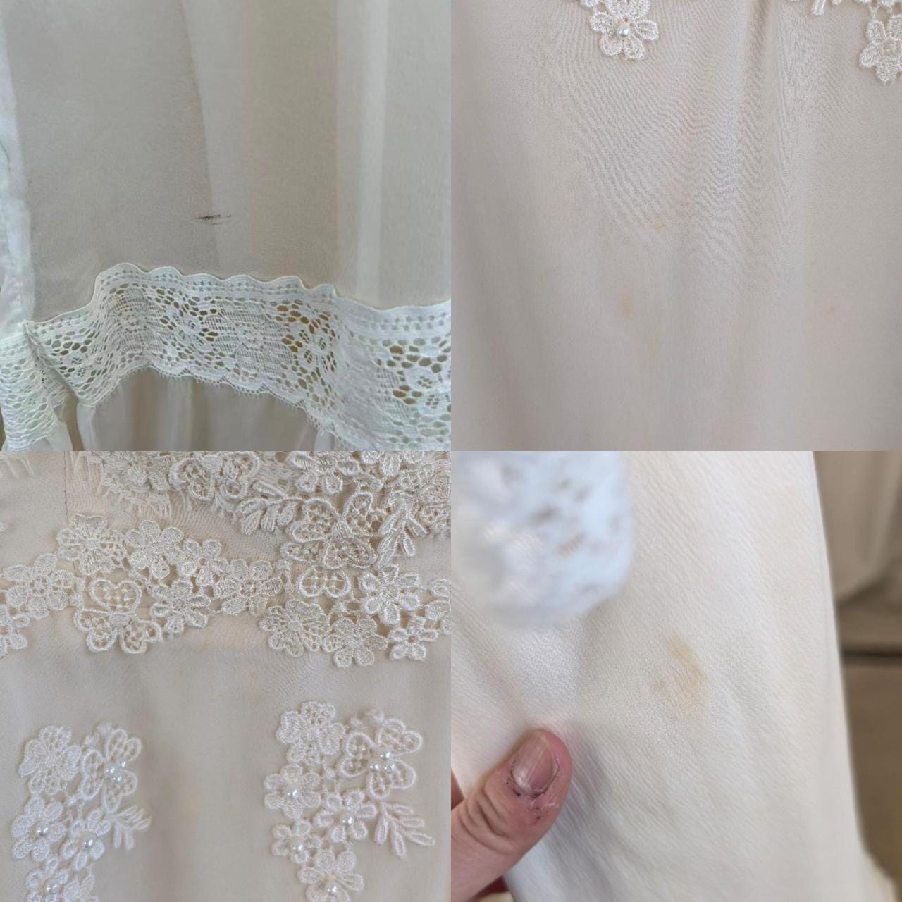 Vintage Victorian Lace Off-the-Shoulder Wedding Gown