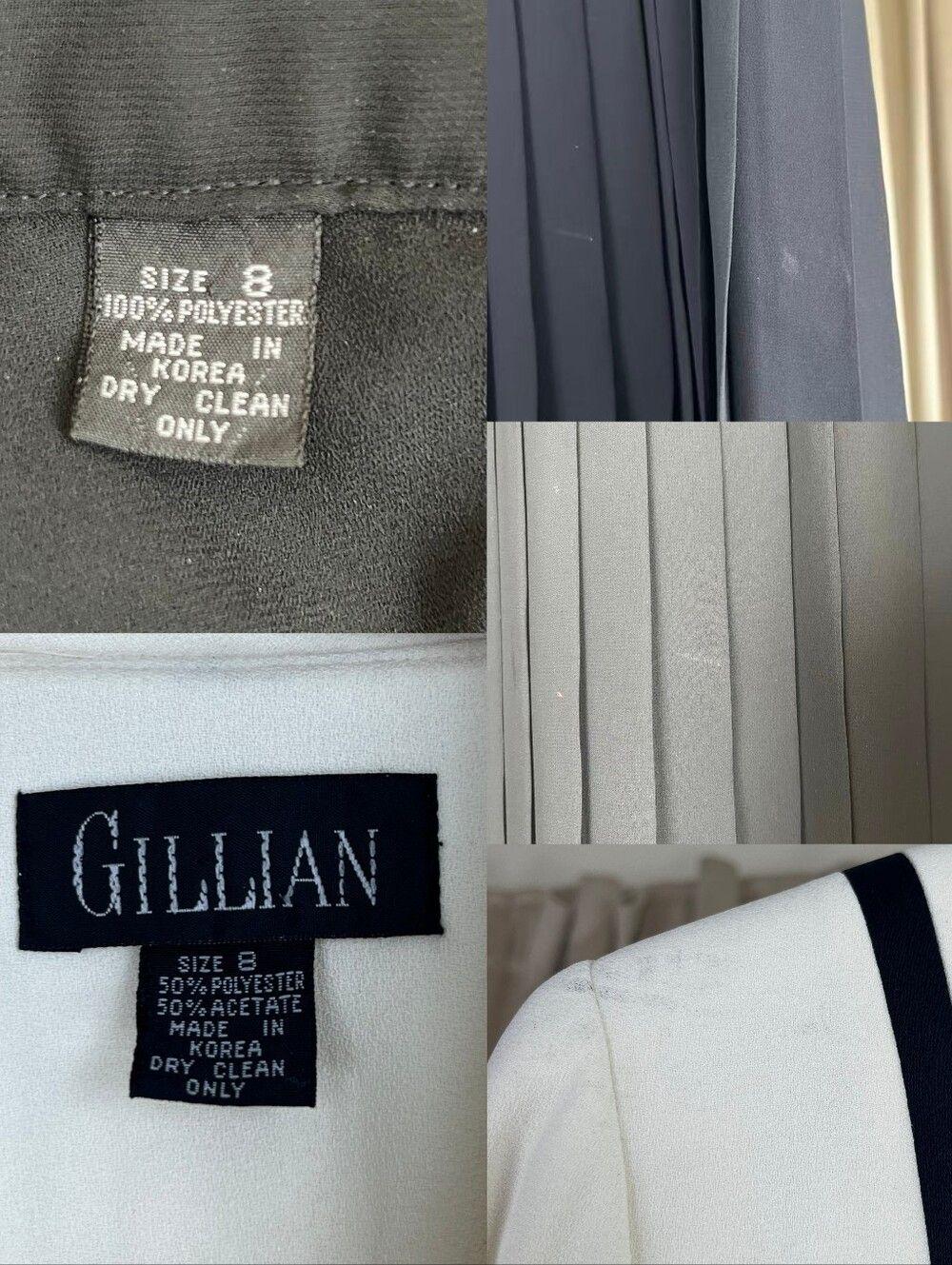 Vintage Gillian White Blazer with Black Trim and Black Pleated Skirt