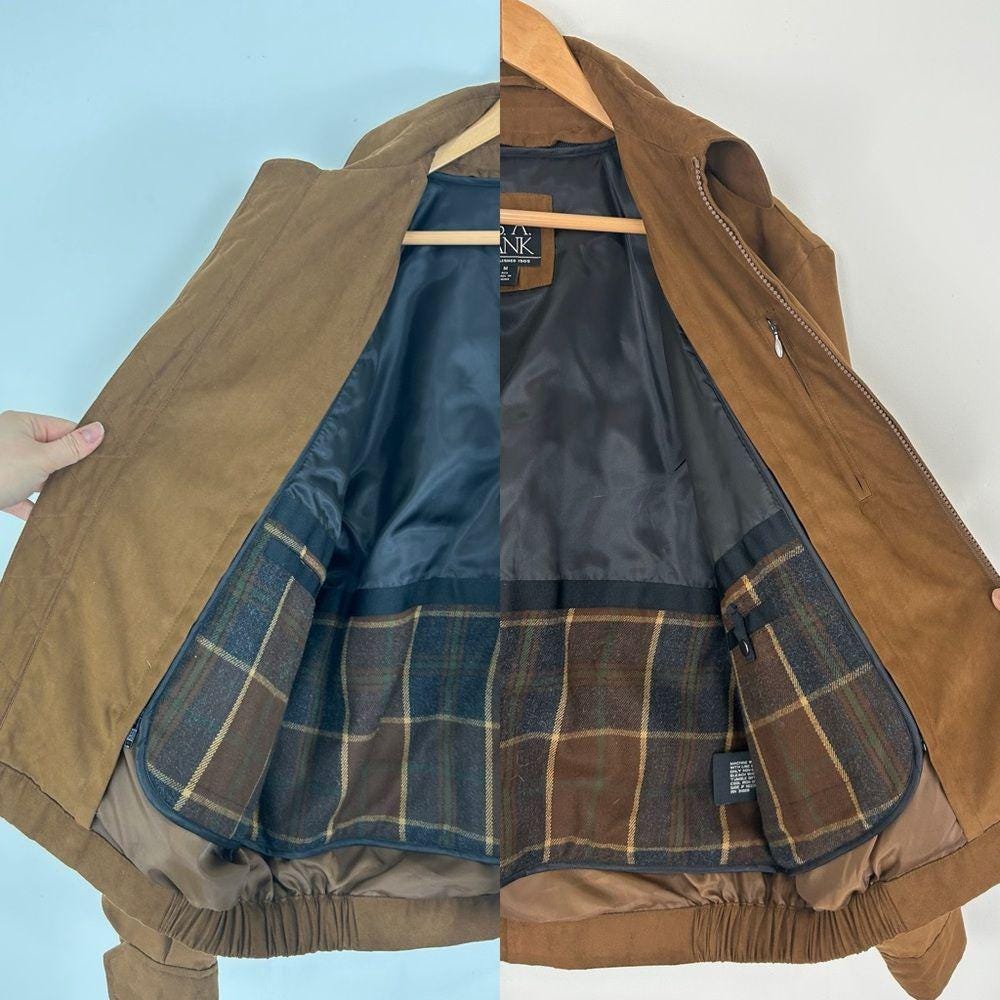 Vintage Jos. A Banks Brown Boyfriend Bomber Jacket with Detachable Lining