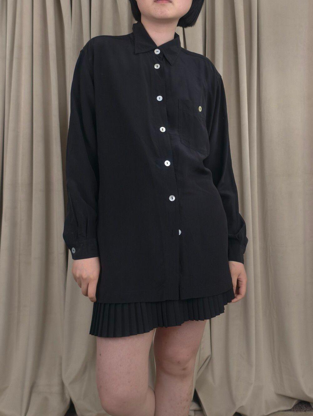 Vintage Carmen G. Black Silk Blouse Shirt