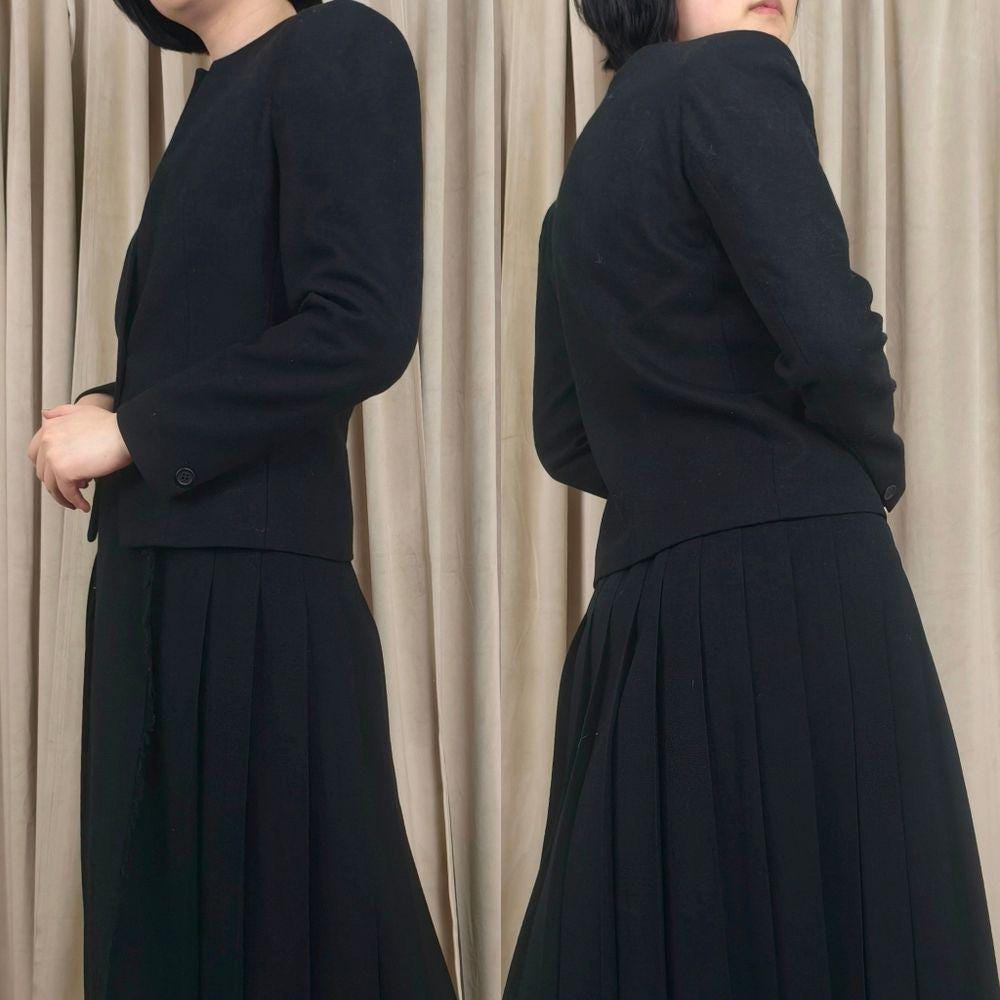 Vintage Jacobson's Cropped Fitted Black Wool Blazer