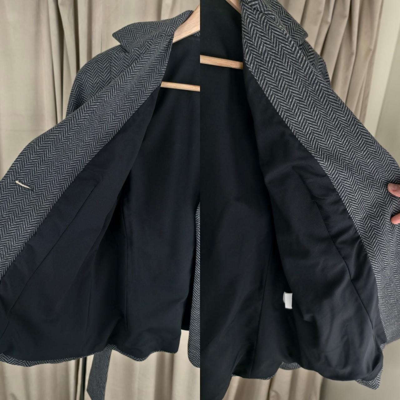 Vintage Kay Unger 100% Wool Grey Herringbone Skirt Suit