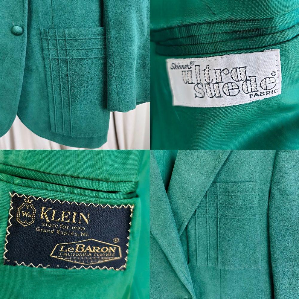 Vintage Klein Ultrasuede Green Boyfriend Blazer with Unique Stitching