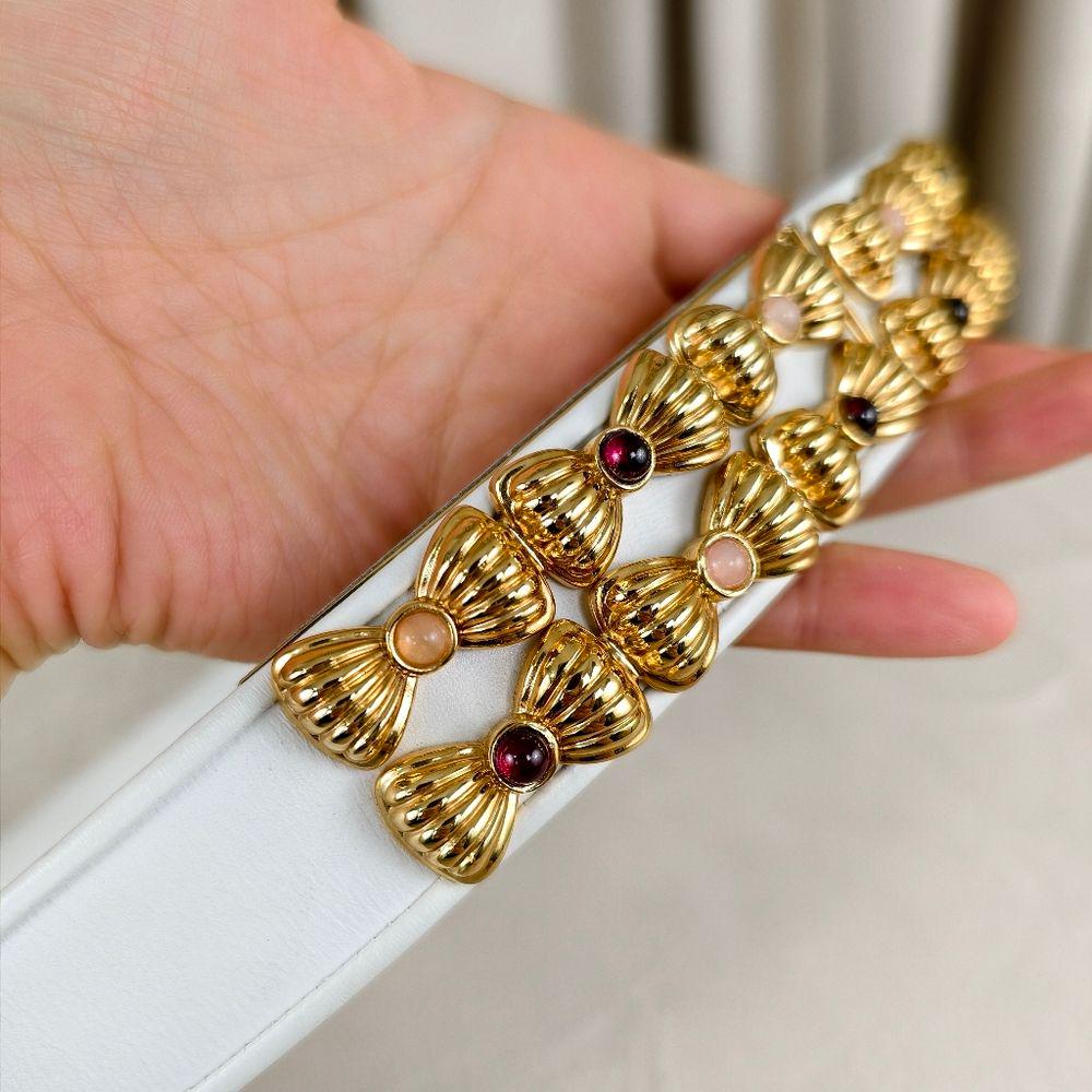 Vintage Judith Leiber Elegant White Belt with Gold Accents