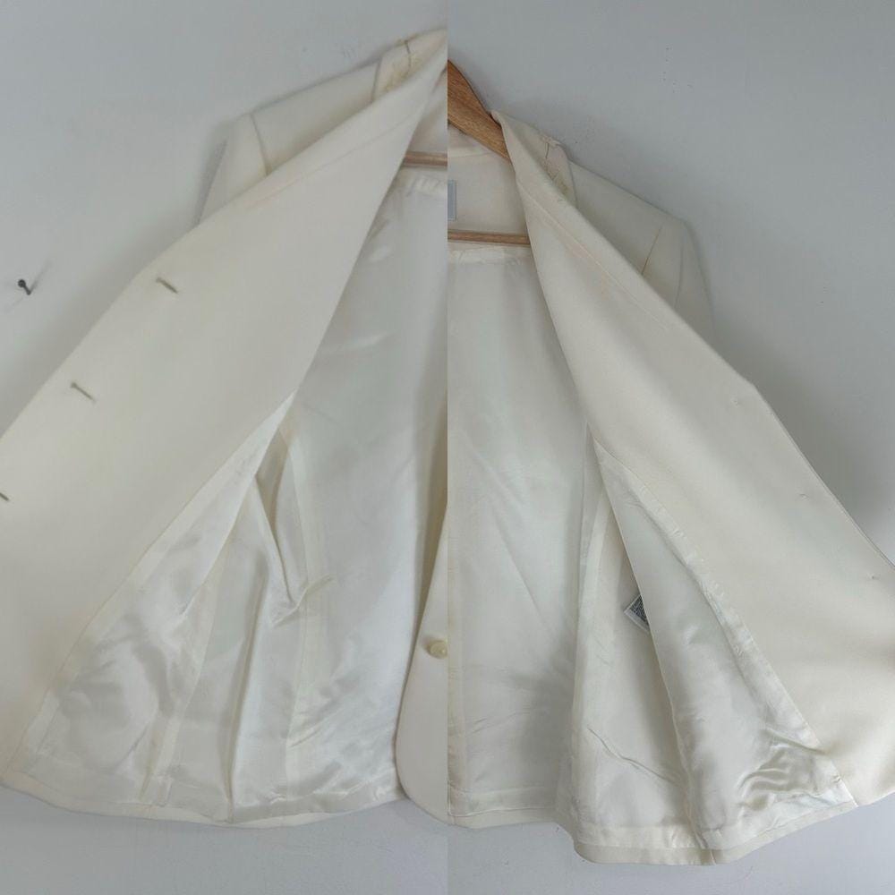 Vintage 90s Kasper Cream Bridal Skirt and Blazer Suit