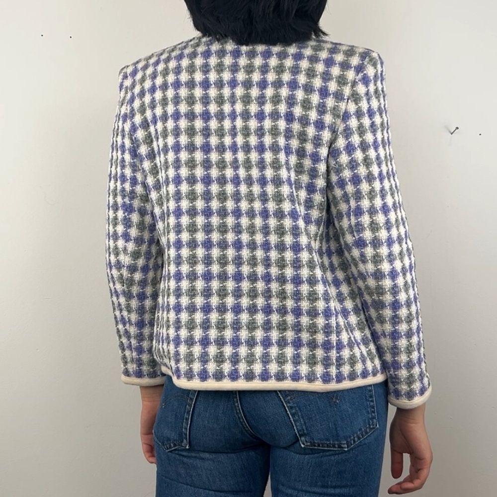 Vintage Koret Pastel Purple and Green Checkered Plaid Wool Blend Blazer