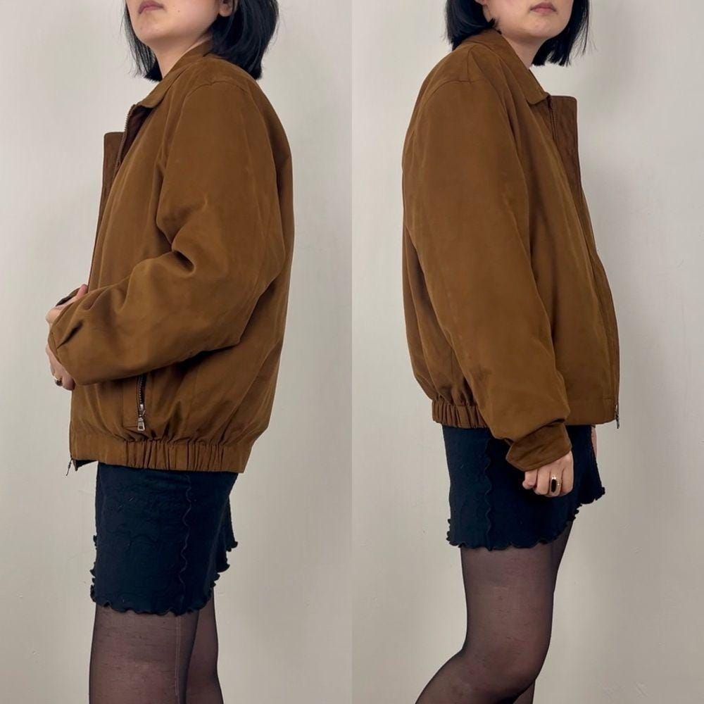 Vintage Jos. A Banks Brown Boyfriend Bomber Jacket with Detachable Lining