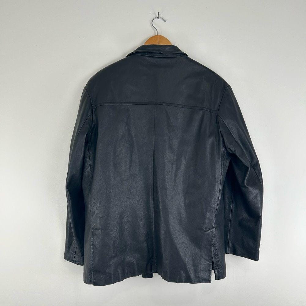 Vintage Black Genuine Leather Jacket with Detachable Faux Fur Lining