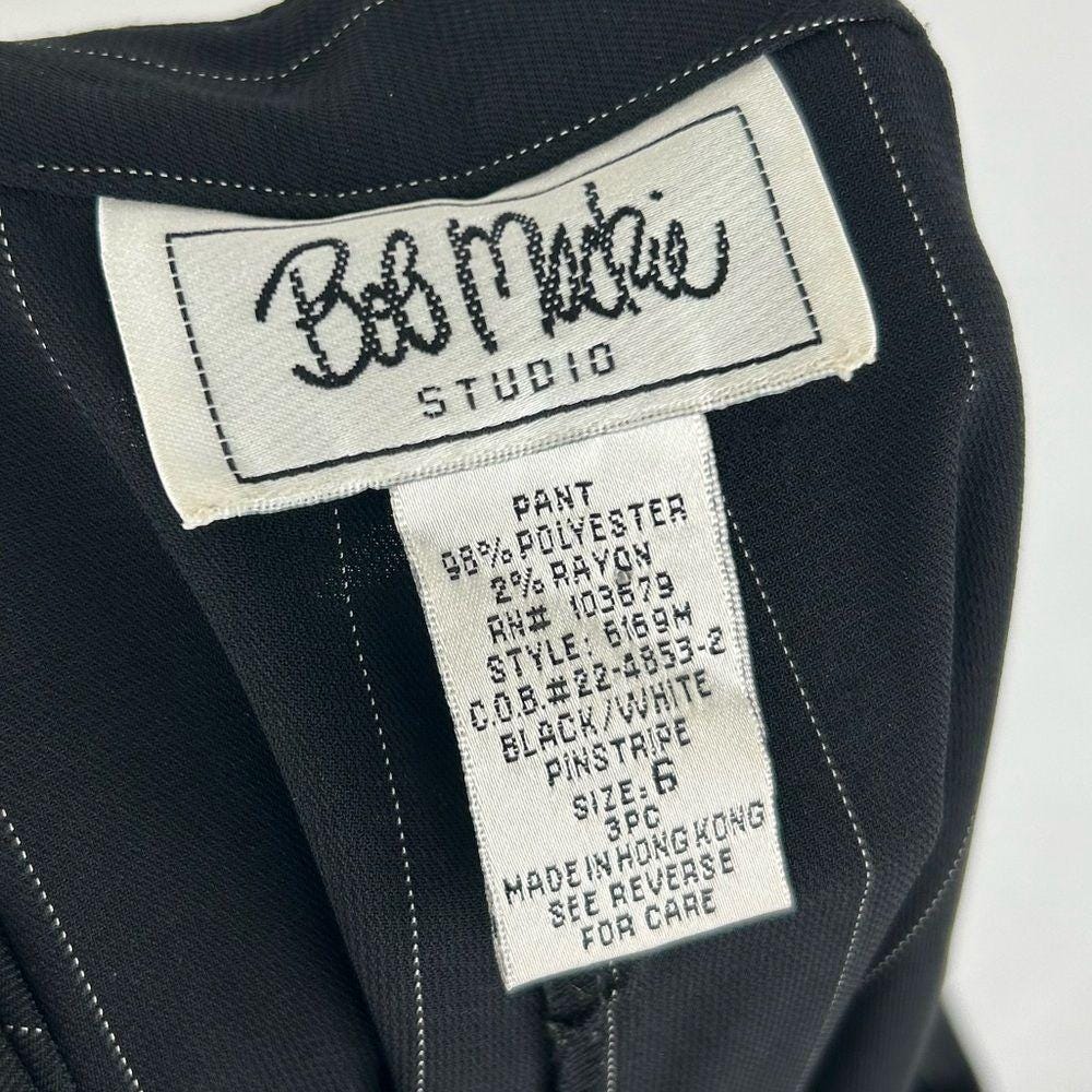 Vintage 90s Bob Mackie Black Pinstripe Formal Trousers Slacks